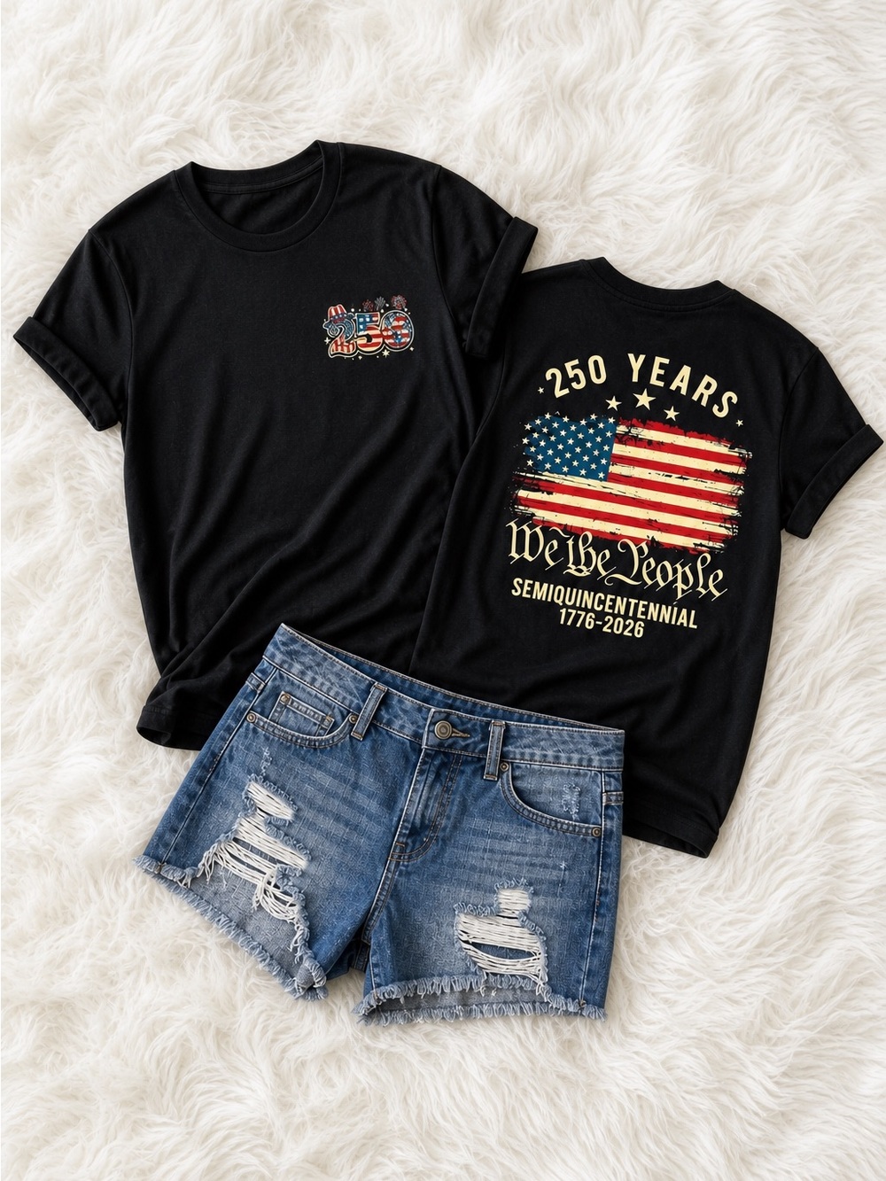 We The People Black T‑Shirt - 250 Years Semiquincentennial